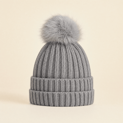Mindful Yard Skullies & Beanies Children's Warm Fur Pom Pom Winter Hats