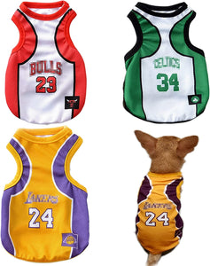 Dog Basketball Jersey Pet Outfits Shirt Apparel Accessories (3-pack).