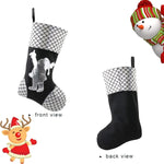 18'' Luxury Gold Christmas Stockings Shiny Bag for Kids, Family, Set of 3,Santa, Snowman, Reindeer.