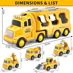 Ultimate 5-in-1 & 7-in-1 Construction Car Truck Toy Set – Perfect Birthday Gift for Kids!.