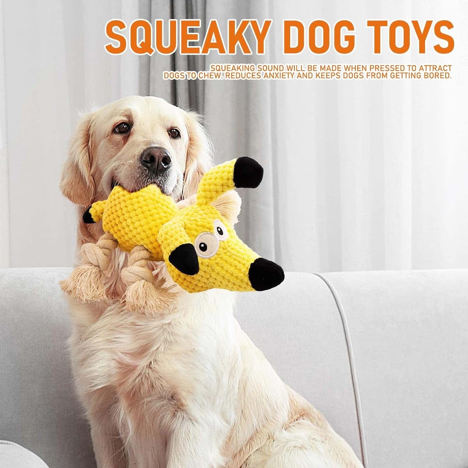 Ultimate Squeaky Dog Chew Toy - Durable Crinkle & Rope Toys for Teeth Cleaning | Perfect for Small to Medium Dogs.