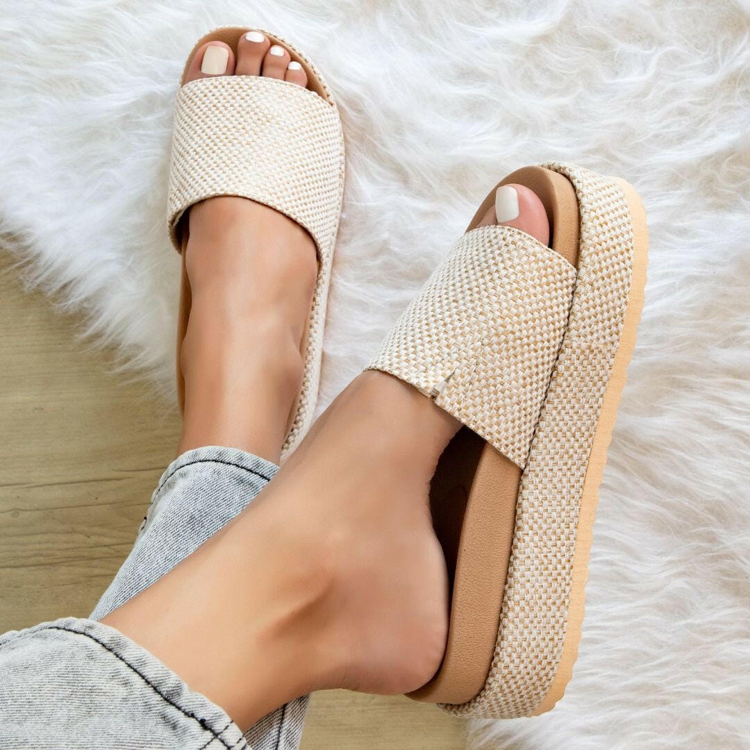 Footbed Platform Slide Sandals.