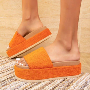 Footbed Platform Slide Sandals.