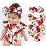 Mindful Yard 6M / Floral Cute Baby Girls Floral Romper With Headband Set - Special Deal