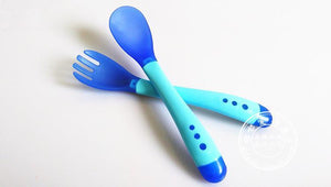 Mindful Yard Baby Bowl Utensil Set Blue Child's Super Suction Non-Spill Bowl