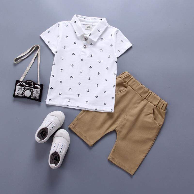 Mindful Yard Baby Boy Clothing Sets White / 12M Fashionable Baby Boys 2 Pcs Clothes Sets (T-shirt & Shorts)