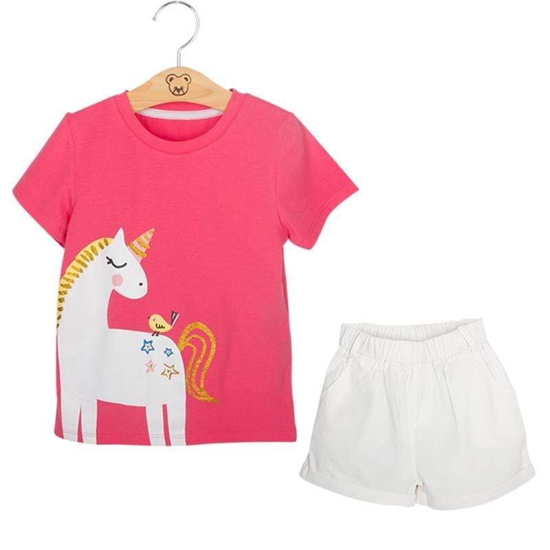 Mindful Yard Baby Girl Clothing Sets Red / 3T Girls Summer 2-piece Style Beautiful Shorts Outfits