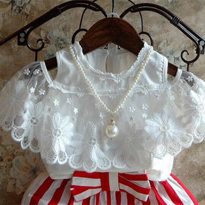 Mindful Yard Baby Girl Clothing Sets Toddler Girl's Stripes Bow Shorts Clothing Set
