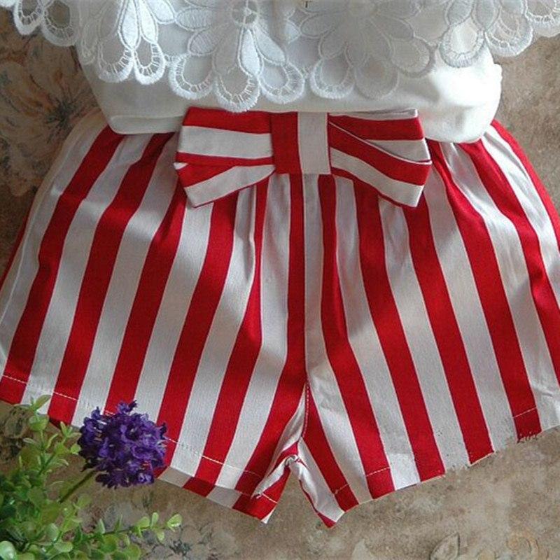Mindful Yard Baby Girl Clothing Sets Toddler Girl's Stripes Bow Shorts Clothing Set