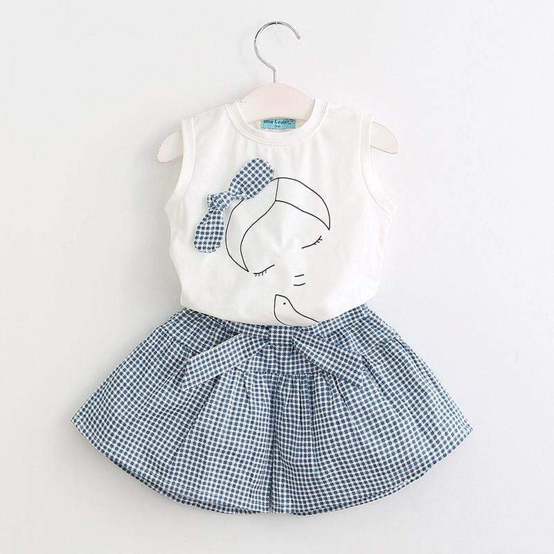 Mindful Yard Baby Girl Clothing Sets White/Light Blue / 3T Girls Summer 2-piece Style Beautiful Shorts Outfits