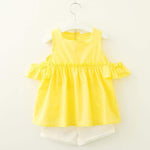 Mindful Yard Baby Girl Clothing Sets Yellow / 2T Girls Summer 2-piece Style Beautiful Shorts Outfits
