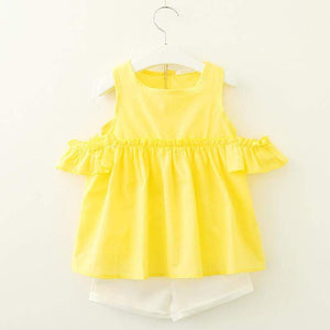Mindful Yard Baby Girl Clothing Sets Yellow / 2T Girls Summer 2-piece Style Beautiful Shorts Outfits