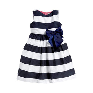 Mindful Yard Baby Girl Dresses 4T / Dark Blue / White Girl's Blue Striped Dress