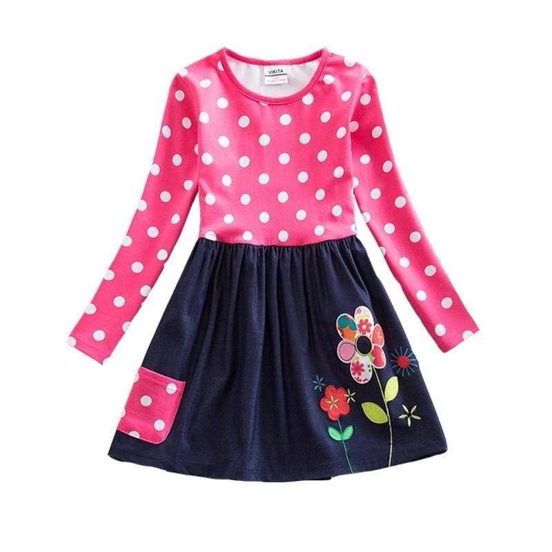Mindful Yard Baby Girl Dresses COLORFUL FUCHSIA FLOWER / 2T Fashionable Girls Casual Flower Dresses