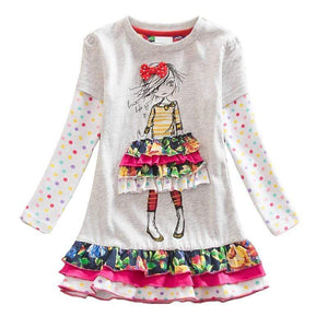 Mindful Yard Baby Girl Dresses COLORFUL GIRL W/GRAY / 2T Fashionable Girls Casual Flower Dresses