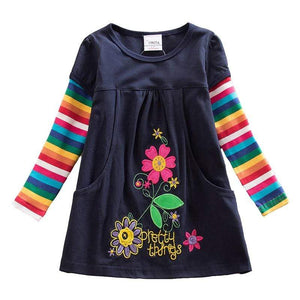 Mindful Yard Baby Girl Dresses COLORFUL SLEEVES / 2T Fashionable Girls Casual Flower Dresses