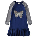 Mindful Yard Baby Girl Dresses Dark Blue - Butterfly / 7 Girls Toddler Princess Dresses