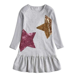 Mindful Yard Baby Girl Dresses Grey - Stars / 3T Girls Toddler Princess Dresses