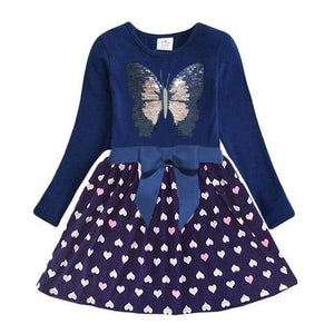 Mindful Yard Baby Girl Dresses Navy - Butterfly / 7 Girls Toddler Princess Dresses