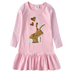 Mindful Yard Baby Girl Dresses Pink - Gold Bunny / 6 Girls Toddler Princess Dresses