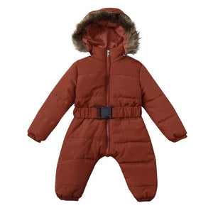 Mindful Yard Baby Snowsuit Brown / 24M Hooded Baby Snowsuit