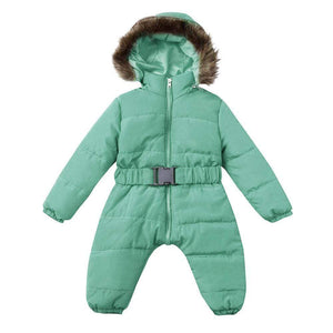 Mindful Yard Baby Snowsuit Green / 24M Hooded Baby Snowsuit