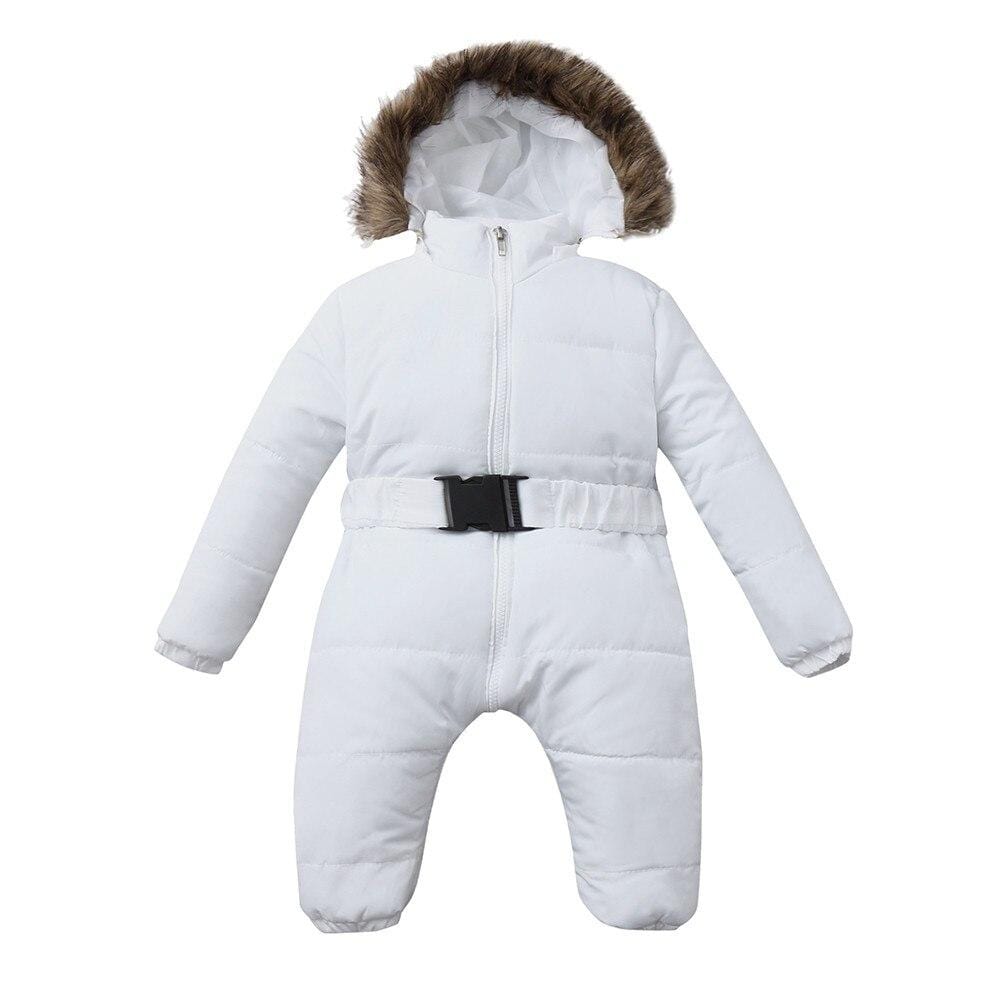 Mindful Yard Baby Snowsuit White / 24M Hooded Baby Snowsuit