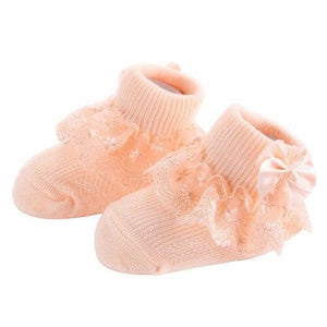 Mindful Yard Baby Socks Orange / 3M Princess Style Bow Cotton Lace Baby Socks