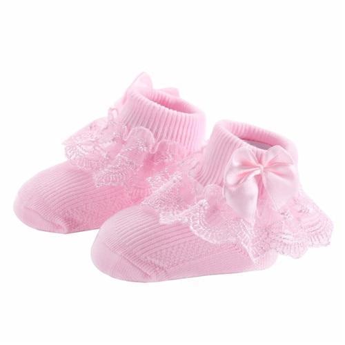 Mindful Yard Baby Socks Pink / 24M Princess Style Bow Cotton Lace Baby Socks