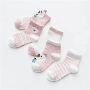 Mindful Yard Baby Socks pink-bear / Newborn Animal Cartoon Thin Mesh Baby Socks (5-Pairs)