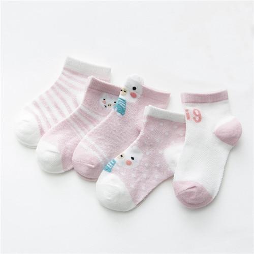 Mindful Yard Baby Socks pink-pig / 6M Animal Cartoon Thin Mesh Baby Socks (5-Pairs)