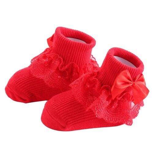 Mindful Yard Baby Socks Red / 3M Princess Style Bow Cotton Lace Baby Socks