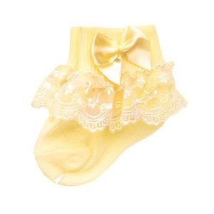 Mindful Yard Baby Socks Yellow / Newborn Princess Style Bow Cotton Lace Baby Socks