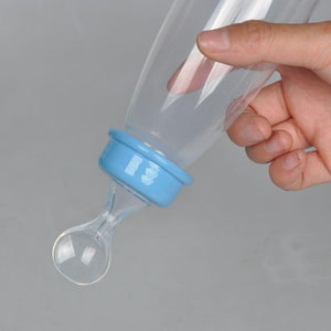 Mindful Yard Bottles BLUE Silicone Baby Bottle With Spoon