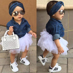 Mindful Yard Clothing Sets 3T / Denim Blue/White 50% OFF Baby Girl Fashionable Summer 3pcs Clothing Set