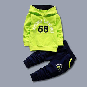 Mindful Yard Clothing Sets Lime Green / 2T Boys Fashionable Hooded Sweat Suits