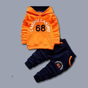 Mindful Yard Clothing Sets Orange / 2T Boys Fashionable Hooded Sweat Suits