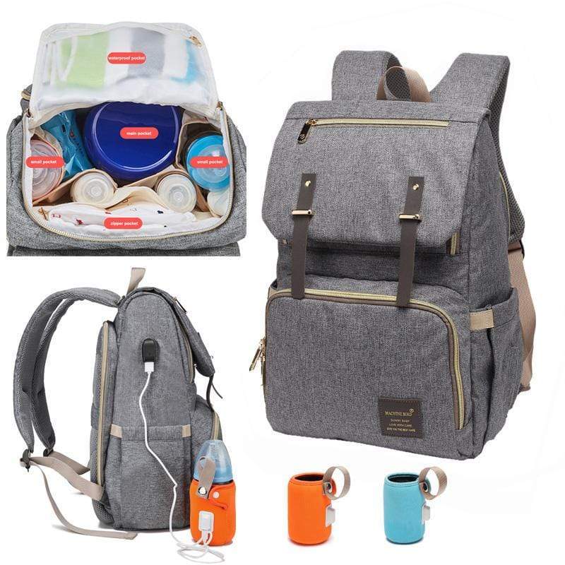 Mindful Yard Diaper Bags USB Charger Laptop Diaper Bag With Rechargeable Bottle Holder