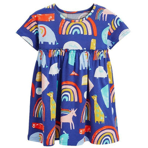 Mindful Yard Dresses Blue / 2T Comfortable Girl's Summer Colorful Unicorn Dresses