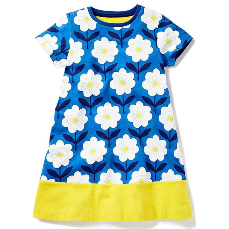Mindful Yard Dresses blue and yellow / 2T Comfortable Girl's Summer Colorful Unicorn Dresses