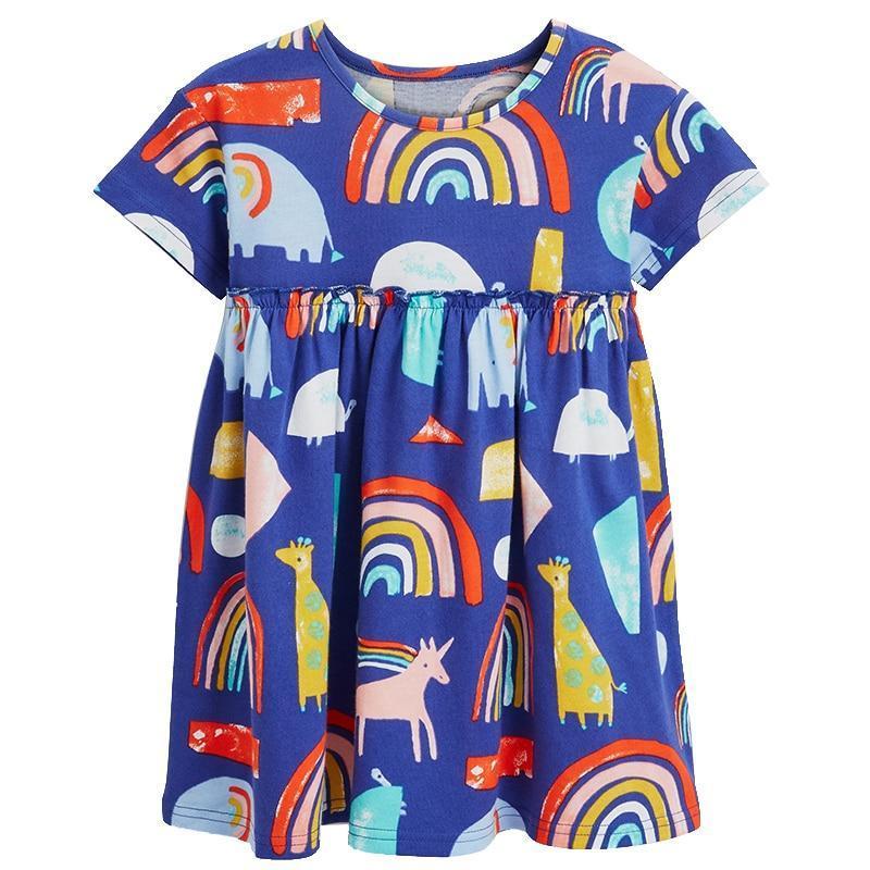 Mindful Yard Dresses Comfortable Girl's Summer Colorful Unicorn Dresses
