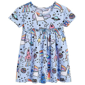 Mindful Yard Dresses Sky blue / 2T Comfortable Girl's Summer Colorful Unicorn Dresses