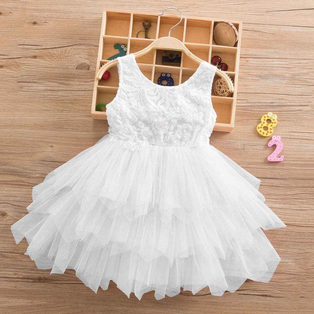 Mindful Yard Dresses White w/White Tutu / 3 Elegant Girl's Princess Summer Dresses