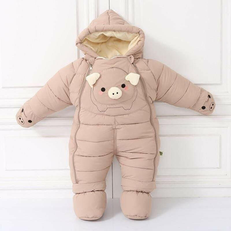 Mindful Yard Hooded Down Baby Snowsuit.