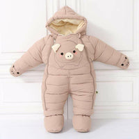 Mindful Yard Hooded Down Baby Snowsuit.