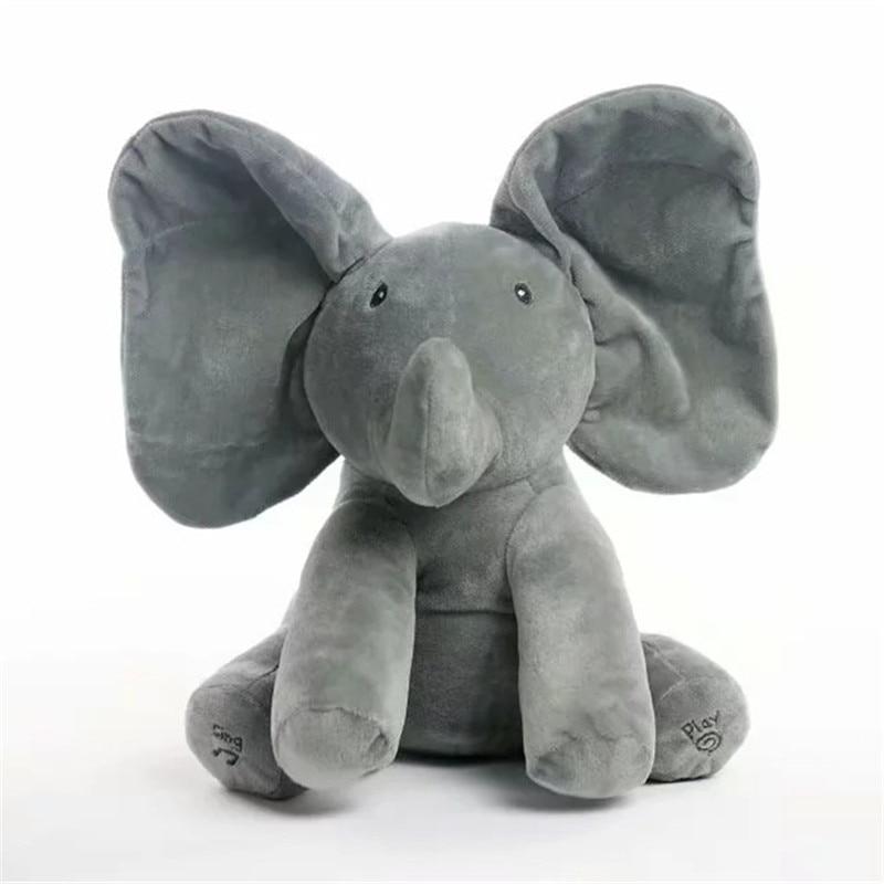 Mindful Yard Stuffed & Plush Animals Gray Elephant Cute Plush Musical Peek-A-Boo Toy Stuffed Animals