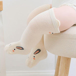 Mindful Yard Tights Medium / Beige / Cotton Cute Newborn Baby Girl Cotton Over Knee Tights