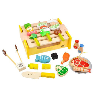 Mindful Yard Toys A Wooden Play House Kitchen Bbq Set Toy Cooking Magnetic Mini Food Storage Barbecue Puzzle Enlightenment Toy Gift